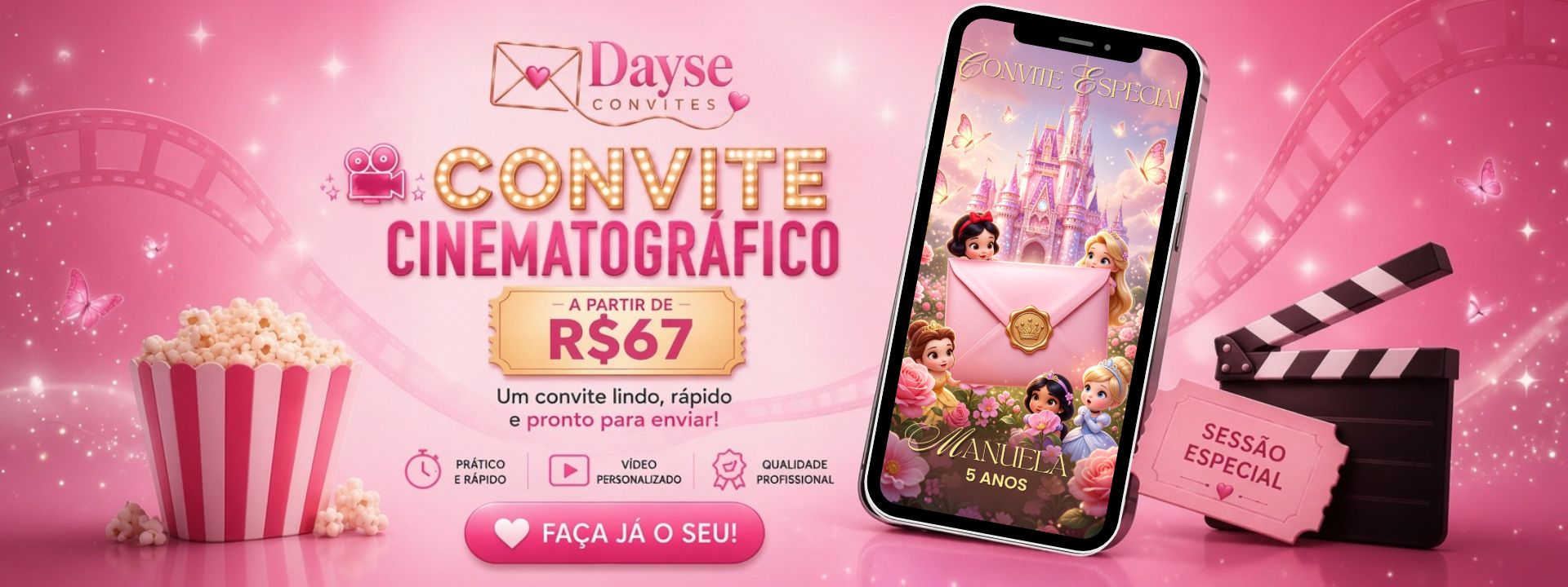 Convite Cinematográfico R$ 67